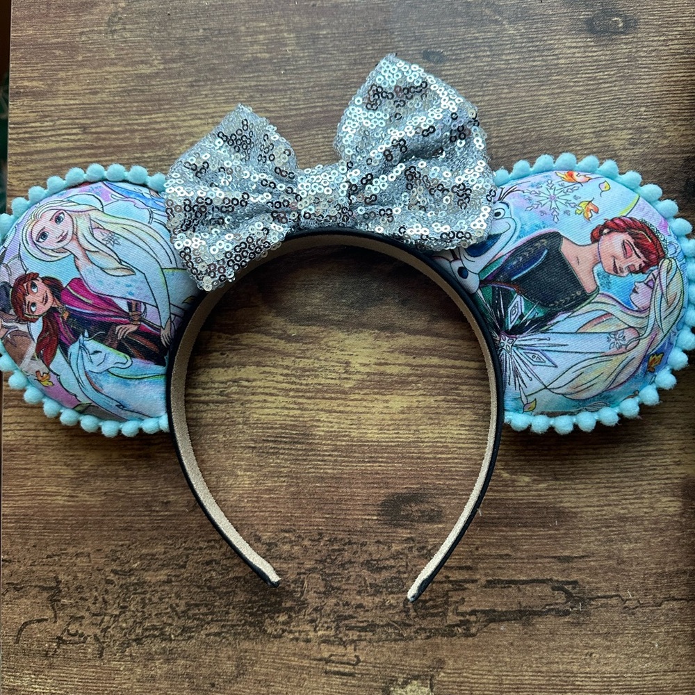 Frozen Themed Disney ear Sequin Bow Headband
